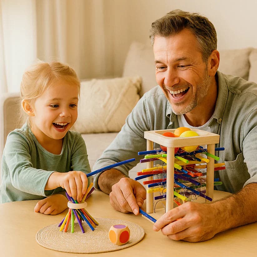Edukacyjna drewniana gra zręcznościowa 3w1