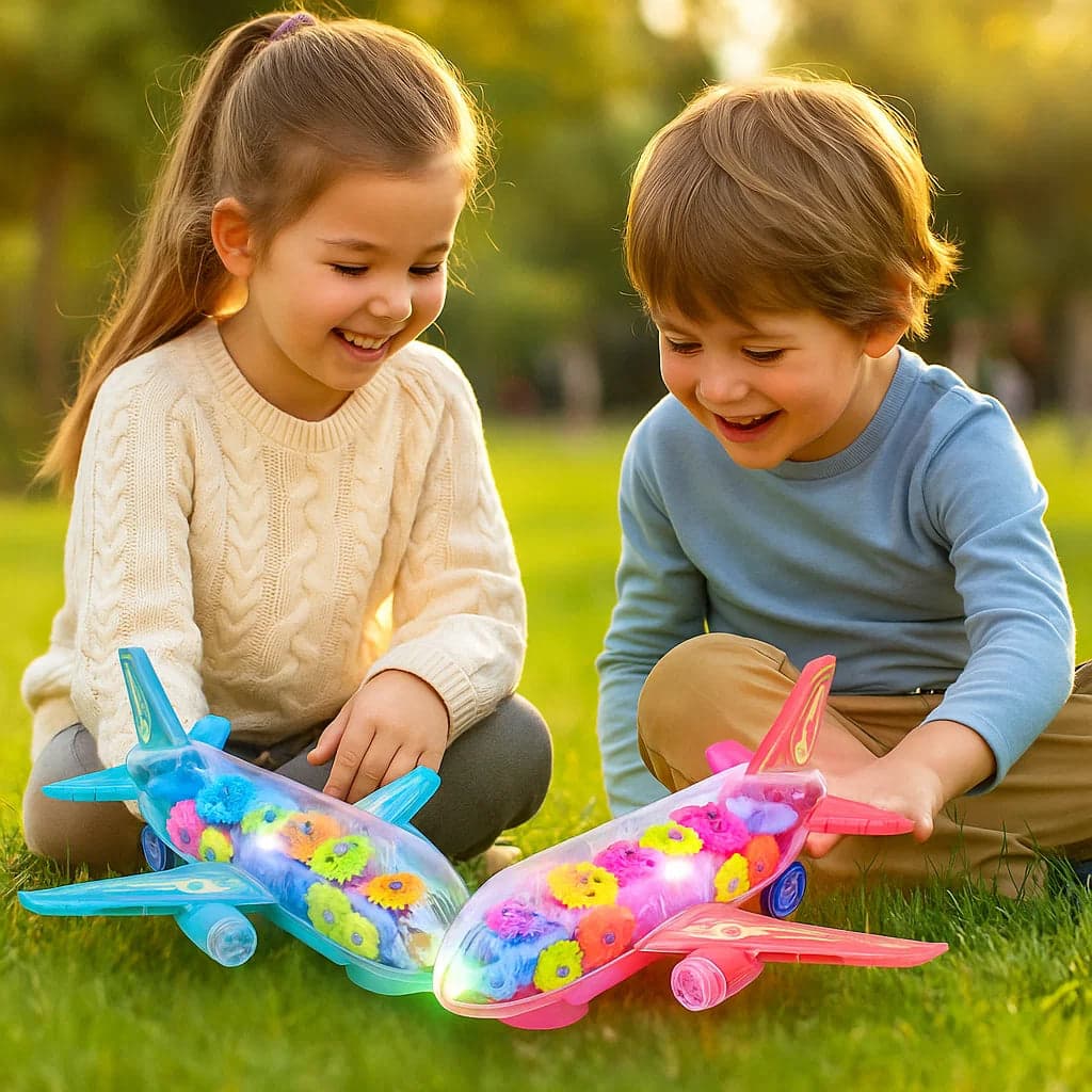 Świecący samolot z przekładniami | Edukacyjna zabawa 2