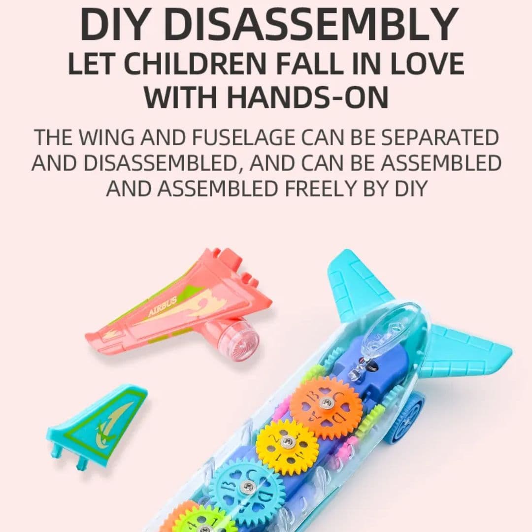 Świecący samolot z przekładniami | Edukacyjna zabawa 4