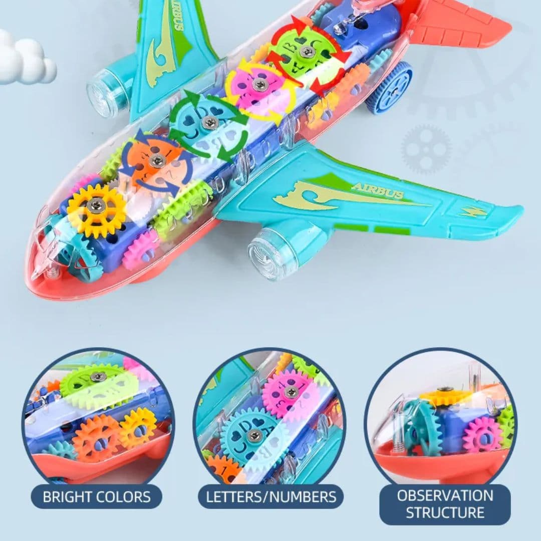 Świecący samolot z przekładniami | Edukacyjna zabawa 5