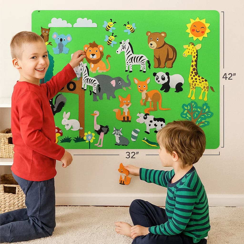 Filcowa plansza dla dzieci | Edukacyjny zestaw do nauki zwierząt