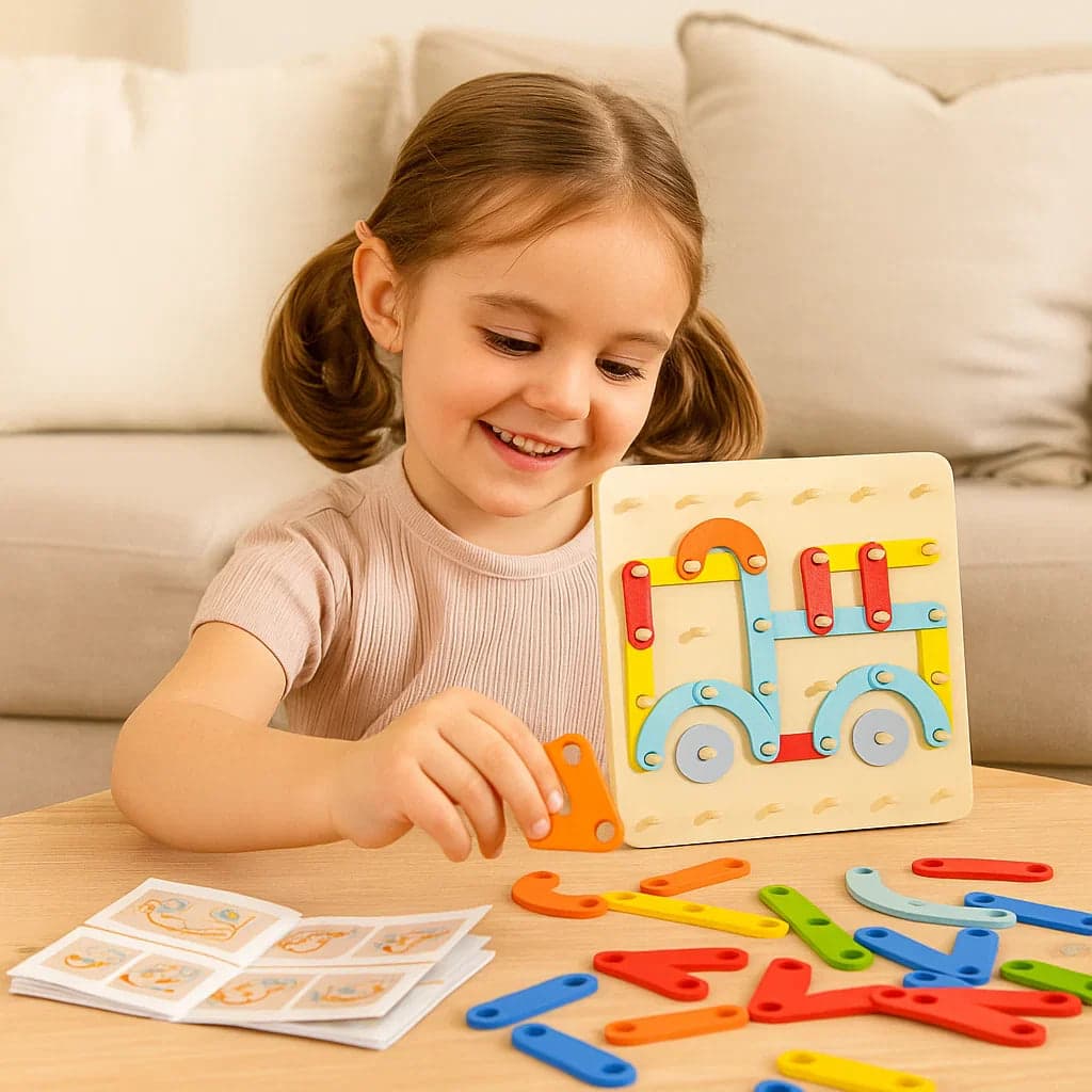 Puzzle Montessori z kołkami | rozwija zdolności manualne