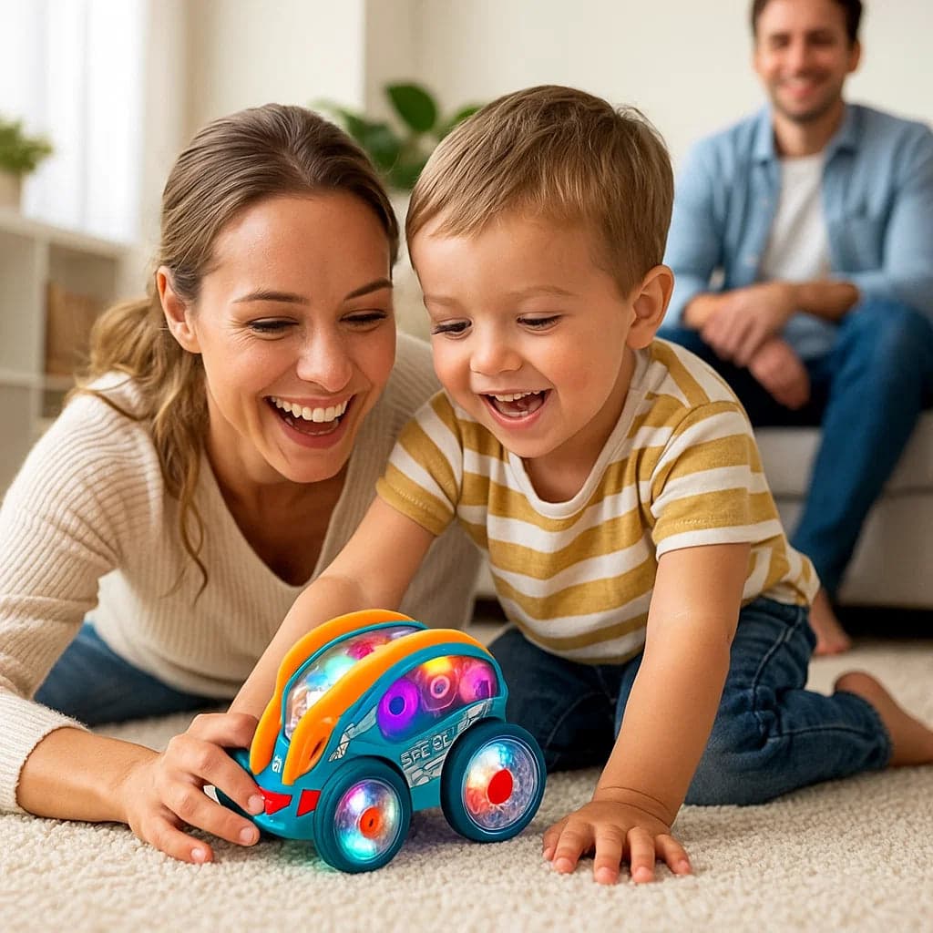 Świecący samochód akrobata | Rozwija motorykę