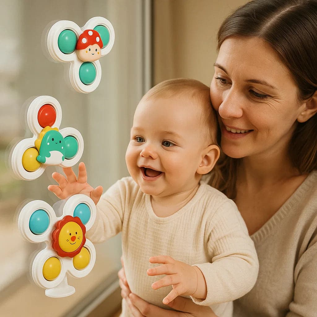 Zestaw 3 obrotowych zabawek z przyssawką | Rozwój motoryki